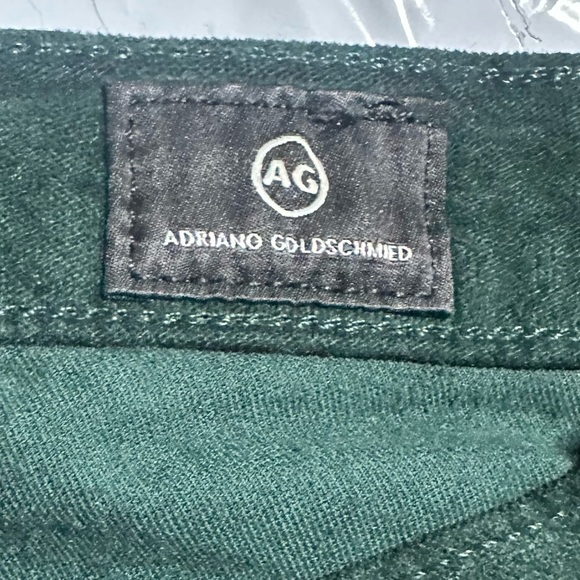 AG Adriano Goldschmied Legging Ankle Super Skinny Mid Rise Green Velour Jeans 24 - Picture 6 of 7